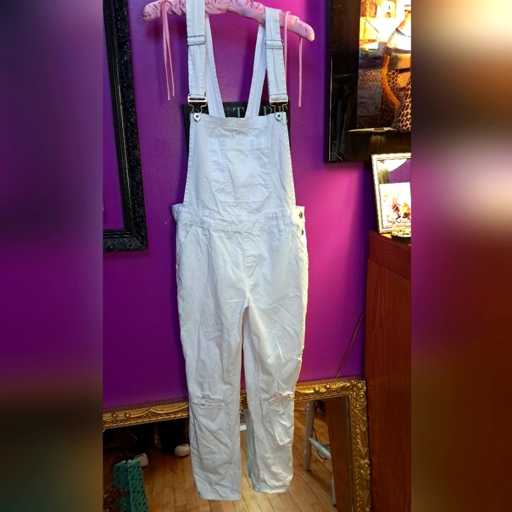 Risen Jeans White Overalls. Size Small.